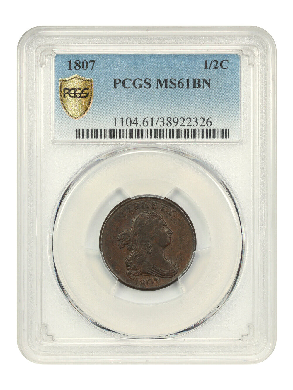 1807 1/2c Pcgs Ms61 Bn - Lovely Type Coin - Draped Bust Half Cents (1800-1808)