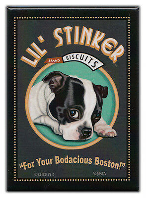 Retro Dogs Refrigerator Magnets: Boston Terrier | Biscuits | Vintage Advertising
