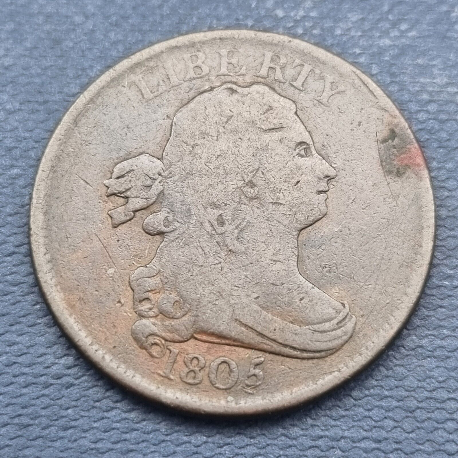 1805 Draped Bust Half Cent 1/2c Better Grade Tooled #51367